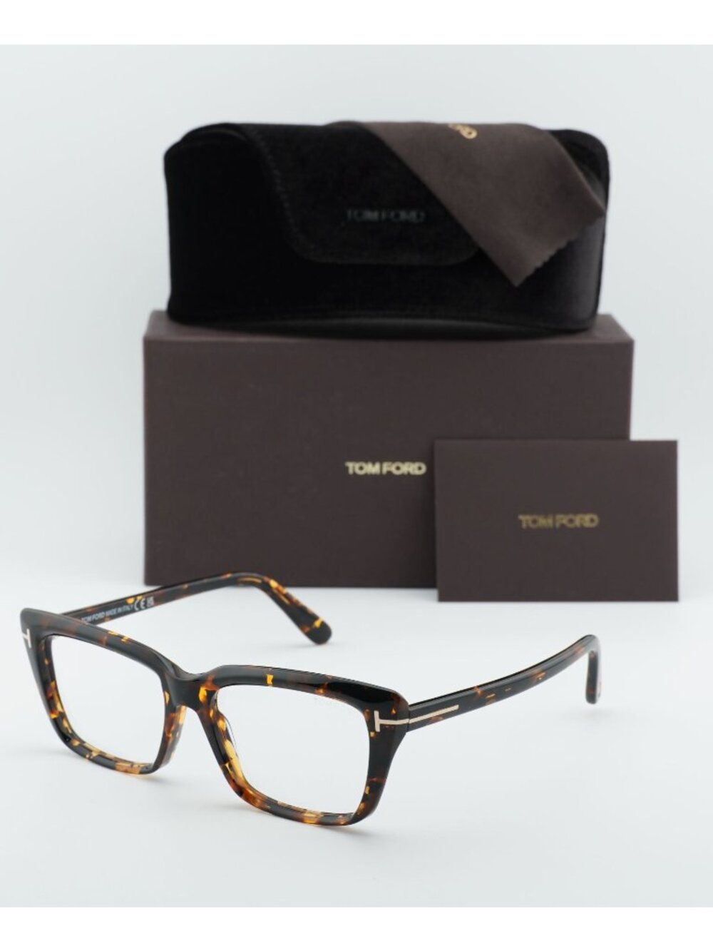 Tom Ford FT5894-B 052 Square Eyeglasses 56mm - Dark Havana / Blue Light Block